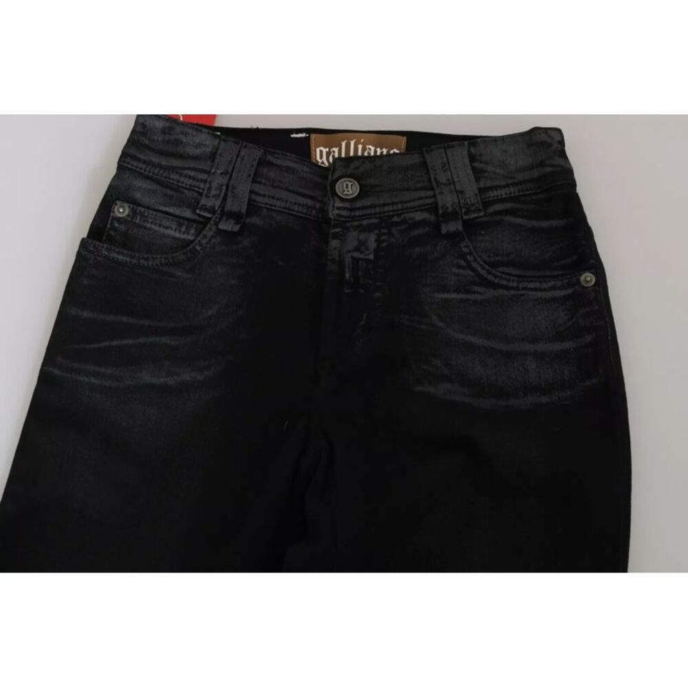 John Galliano Black Washed High Waist Flared Denim Casual Pants Women's Jeans